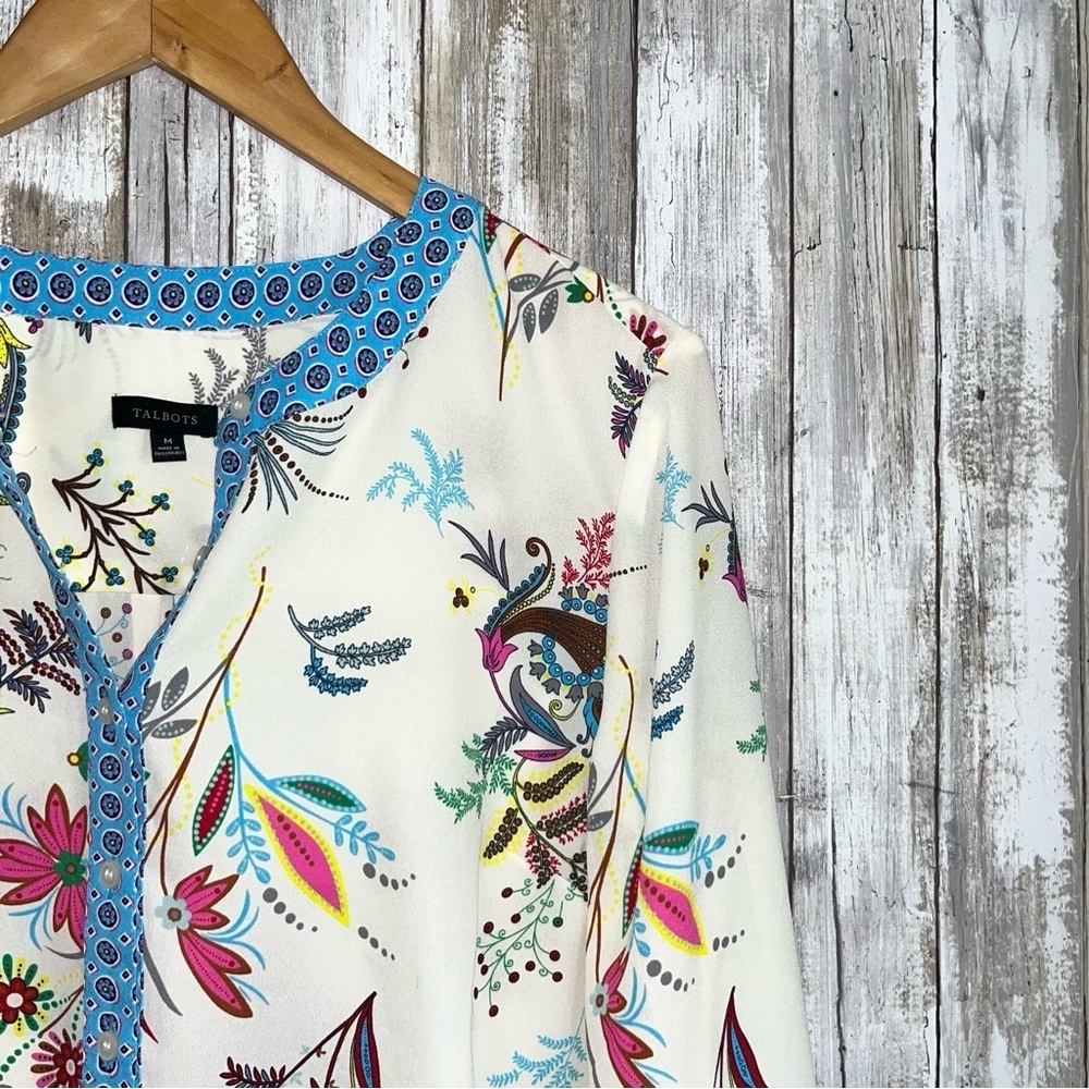 Talbots Dancing Floral Band Collar Popover - Picture 4 of 7